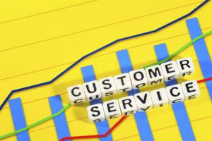 A graph and the words "customer service."