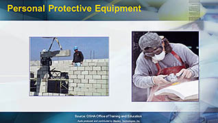 OSHA Construction: Personal Protective Equipment thumbnails on a slider