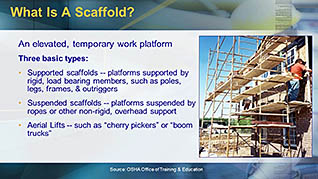 OSHA Construction: Scaffolding Safety thumbnails on a slider