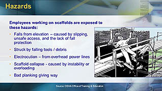 OSHA Construction: Scaffolding Safety thumbnails on a slider