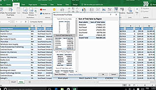 Microsoft Excel 2016 Level 2.5: Using PivotTables and PivotCharts thumbnails on a slider
