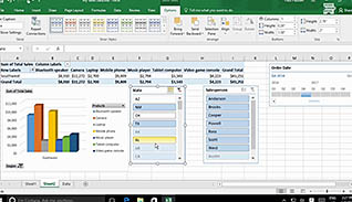 Microsoft Excel 2016 Level 2.5: Using PivotTables and PivotCharts thumbnails on a slider