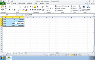 Microsoft Excel 2010: Getting Started with Excel thumbnails on a slider