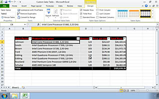 Microsoft Excel 2010: Organizing Worksheet and Table Data thumbnails on a slider
