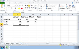 Microsoft Excel 2010: Performing Calculations in an Excel Worksheet thumbnails on a slider
