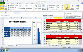 Microsoft Excel 2010: Working with Multiple Workbooks thumbnails on a slider