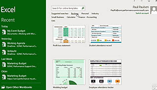 What’s New in Microsoft Office 2016: Working With Excel 2016 thumbnails on a slider