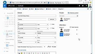 Microsoft Office 365: Calendar thumbnails on a slider