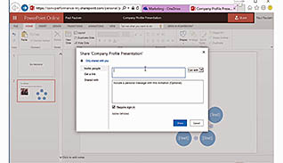 Microsoft Office 365: PowerPoint Online thumbnails on a slider