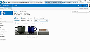 Microsoft Office 365: SharePoint Sites thumbnails on a slider