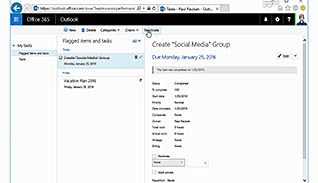 Microsoft Office 365: Tasks thumbnails on a slider