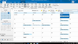 Microsoft Outlook 2016 Level 1.7: Working with the Calendar thumbnails on a slider