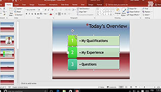 Microsoft PowerPoint 2016 Level 1.3: Performing Advanced Text Editing Operations thumbnails on a slider
