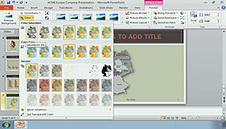 Microsoft PowerPoint 2010: Modifying Graphical Objects in a Presentation thumbnails on a slider