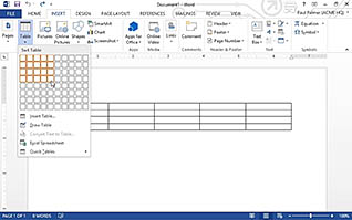 Microsoft Word 2013: Adding Tables thumbnails on a slider
