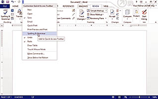 Microsoft Word 2013: Customizing the Word Environment thumbnails on a slider