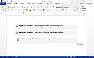 Microsoft Word 2013: Editing a Document thumbnails on a slider
