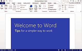 Microsoft Word 2013: Getting Started with Word 2013 thumbnails on a slider