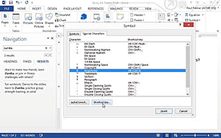 Microsoft Word 2013: Inserting Graphic Objects thumbnails on a slider