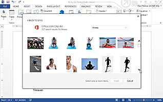 Microsoft Word 2013: Inserting Graphic Objects thumbnails on a slider