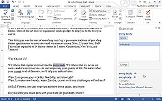 Microsoft Word 2013: Proofing a Document thumbnails on a slider