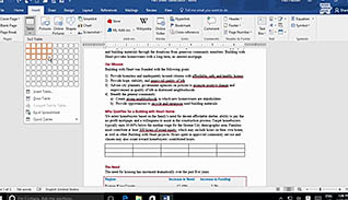 Microsoft Word 2016 Level 1.5: Adding Tables thumbnails on a slider