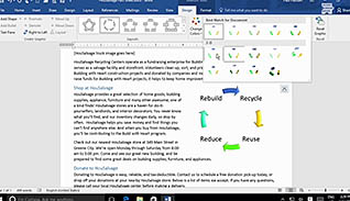 Microsoft Word 2016 Level 3.2: Using Custom Graphic Elements thumbnails on a slider