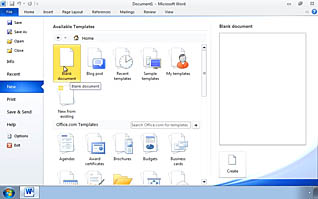 Microsoft Word 2010: Getting Started with Word 2010 thumbnails on a slider