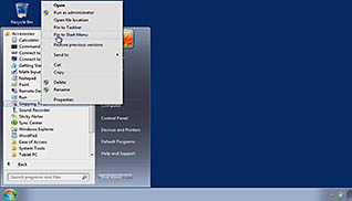 Microsoft Office 2010 and Windows 7: What’s New in Windows 7? thumbnails on a slider