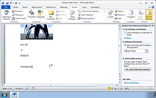 Microsoft Word 2010: Securing a Document thumbnails on a slider