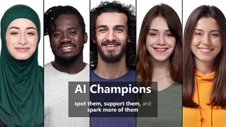 Creating AI Champions At Work thumbnails on a slider